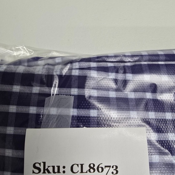 7 Diamonds Shirt Mens Large Purple Plaid‎ Button Up Long Sleeve Cotton Office - Picture 12 of 12